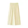 Dropshipping Conjunto de Pijama Feminino Soltinho com Calça Capri, Seda Gelada, Gola Redonda, Blocos de Cor, Bolsos, Roupa de Casa com Sutiã Embutido