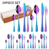 Amazon Cubiertos de Acero Inoxidable Cuchillo Tenedor Cuchara Juego de 24 Piezas Vajilla Restaurante Occidental 1010 Cuchillo para Bistec Tenedor Cuchara Juego en Caja de Regalo