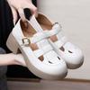 Sandálias Fechadas Versáteis para o Dia a Dia Verão 2026 Salto Bloco Tamanho Grande Sapatos Femininos com Solado Grosso Leves Macios Sapatos Romanos Casuais