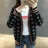 Suéter Corto Ajustado Ajustado Abrigo para Mujer 2023 Otoño e Invierno Nuevo Estilo Coreano Jacquard Moda Cardigan de Punto Versátil