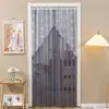 Cortina de Porta Pingente de Gaze Dupla Camada com Ambiente Francês para Quarto, Cortina de Gaze com Proteção Anti-Mosquito e Privacidade, Gaze Bordada com Renda e Contas Penduradas, Cortina Sem Pregos