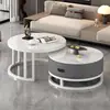 Mesa de Centro Redonda em Pedra Sinterizada Estilo Italiano de Alto Padrão para Sala de Estar de Apartamento Pequeno Conjunto de Mesas Moderno Minimalista de Luxo Leve Popular