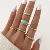 Anillo de Turquesa Estilo Étnico Retro Europeo Moda Geométrico Desgastado Mariposa Pluma Juego de 11 Anillos