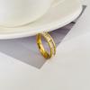 Nuevo anillo de acero de titanio y oro rosa con diamantes para mujer, anillo de pareja con atmósfera de circonita de una sola fila a la moda, venta al por mayor