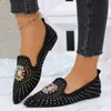 Zapatos Planos de Punta Aguda con Pedrería y Boca Baja Transfronterizos para Mujer, Nuevo Estilo Primavera/Verano 2026, Mocasines Slip-On de Talla Grande