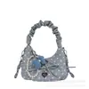Bolsa de Mão Feminina com Textura Única Bolsa Tote Pequena 2026 Nova Bolsa Plissada Estampa de Bolinhas Bolsa Meia-Lua Bolsa Transversal