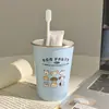 Pareja Atractiva Cepillo de Dientes Lindo Taza para Enjuague Bucal de Acero Inoxidable Cepillado en Casa Cachorro de Dibujos Animados Taza para Lavar Color Familiar