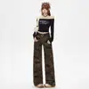 Pantalones de Moda Otoño 2026 Transfronterizos Pantalones Acampanados Elásticos Scythe Cintura Alta Adelgazantes con Caída Pantalones Cropped para Mujer de Largo Hasta el Suelo