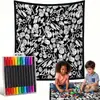 Coloração preto e branco, manta casual para casa, manta multiuso DIY, manta para rabiscar, manta para cochilo, atacado, arte linear pintada à mão, design criativo