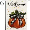 Bandera Decorativa de Patio Transfronteriza con Patrón de Calabaza, Hoja de Arce y Pavo, Lino Doble Cara, Bandera de Jardín de Otoño y Acción de Gracias