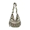 Bolsa Tote de Pelúcia Fair Isle Coreana para Mulheres, Bolsa de Ombro Transversal de Grande Capacidade, Bolsa de Trabalho Peluda de Estilo Étnico de Nicho