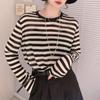 Nueva Camiseta Rayada de Manga Larga de Moda para Mujer, Popular Cubierta Protectora Solar de Nicho para Principios de Otoño, Top Holgado de Gran Tamaño de Estilo Europeo de Alta Gama