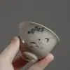 Cinza de Planta Retrô Caqui Pequena Xícara de Degustação Doméstica Cerâmica Conjunto de Chá Kung Fu Xícara de Chá Pequena Xícara para Uma Pessoa