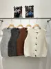 Cardigan colete de tricô em camadas sem mangas com gola redonda estilo coreano, novo suéter colete jaqueta versátil com lantejoulas para mulheres, outono 2026