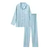 Pijama de Rebajas para Hombre para Primavera, Adecuado para Usar al Aire Libre, Manga Larga y Pantalón Largo de Seda Helada Antibacteriano Juvenil Conjunto de Ropa de Casa de Alta Gama