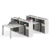 Mesa e Cadeira Modernas para Escritório Combinação de Mesa Simples para Quatro Pessoas Estação de Trabalho para Funcionários Tela de Empresa Moderna para Escritório