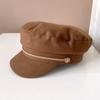 Recomendar sombrero de visera plano retro azul marino para mujer, gorra de béisbol casual de otoño e invierno, sombrero octogonal de lana de color liso, sombrero de moda versátil