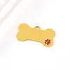 Material en blanco de acero inoxidable transfronterizo grabado láser impresión a color UV colgante de pata de mascota esmaltado con PET etiqueta de perro de hueso colgante