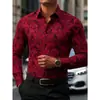 Camisa de manga larga para hombre con un diseño vintage de alta gama y estampado paisley, en un estilo 'old money', disponible en tallas grandes en Amazon en Europa y América