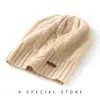 Cachemira Otoño/Invierno 2026 Nuevo para Mujer de Gama Alta Color Sólido Tejido para Exteriores Cálido Moda Pesado Cable Grueso Gorro Casual