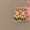 Estilo Nuevo Francés Estilo Palacio Medieval Borla de Perlas Geométricas Pendientes Lujo Ligero Gama Alta Nicho Moda Pendientes Largos