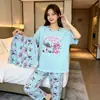 Pijama transfronteiriço de verão feminino conjunto de três peças de seda de leite desenho animado comércio exterior roupa de casa manga curta calça comprida estilo fofo