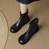 Botas Martin estilo britânico retrô com camada superior de pele de carneiro e interior macio com altura aumentada, botas Martin planas, outono e inverno de 2024, botas de tornozelo com zíper costurado