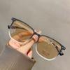 Exquisitos lentes de montura negra brillante que cambian de color para miopía, montura de gafas planas para estudiantes de alto valor, gafas que cambian de color para miopía para mujer y hombre