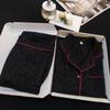Pijama de seda de hielo transfronterizo para mujer, libro rojo pequeño, sonido explosivo, primavera y otoño, manga larga, cárdigan, seda de imitación, ropa para el hogar, comercio exterior al por mayor