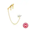 Pendientes de Plata de Ley S925 Ojo de Caballo Circonita Cuatro Estrellas de Mans Pendiente de Clip Pendiente de Hilo Europeos y Americanos Populares Pendientes de Diamante Pétalo Mujeres