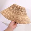 Sombrero de paja transpirable tejido a mano de rafia simple de moda para deportes de ocio al aire libre, plegable, portátil, con protección solar