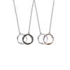 Collar de pareja de doble anillo Mobius de plata esterlina para mujer, moderno, simple, creativo, cadena de clavícula, anillo liso a juego, colgante para par