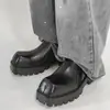 Mocasines cuadrados de cuero retro europeos y americanos transfronterizos para hombre, estilo británico, suela gruesa, que aumentan la altura, talla grande, slip-on casual