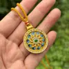 Collar de Girasol con Carácter de Fortuna Chapado en Oro Giratorio con un Colgante de Brújula Giratoria Cadena para Suéter Tótem