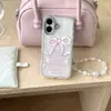 Funda para Teléfono Móvil Estilo Arco Japonés y Coreano Adecuada para Iphone16Promax Cadena Colgante Apple 15Pro 14 Láser 13P Pedrería