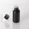 En stock Botella de Vidrio Esmerilado Negra de 30ml Botella Gotero para Líquido Esencial Botella de Vidrio para Emulsión Cosmética Embotellado