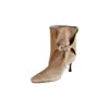 Estilo europeo y americano, diseño de caña ancha, hebilla metálica, elegantes y versátiles, botines de tacón alto con punta