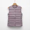 Chaleco de Mujer Pinghu Chaleco Chaqueta de Plumas Chaleco Interior Cintura Corto Ligero Capa Interior Otoño e Invierno Cuello Redondo Forro de Plumas