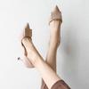 Zapatos de Mujer de Punta Estilo Francés 2025 Verano Nuevo Trendy Huecos Bajos Hebilla Cuadrada Versátiles Tacones Altos de Aguja