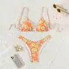 2026 Nuevo Modelo Bikini Traje de Baño de Dos Piezas para Mujer con Estampado Doble Correa en el Hombro Traje de Baño al por Mayor Estilo Sujetador Francés