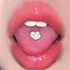 Aceite para uñas de doble lengua de amor acero inoxidable acero de titanio joyería de lengua de nicho joyería de perforación caliente transfronteriza ventas directas de fábrica