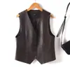 Chaleco de Cuero Estilo Nuevo 2026 para Mujer, Chaqueta sin Mangas con Cuello en V, Chaleco Corto Ajustado, Elegante Abrigo de Cuero