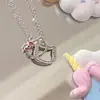 Collar Entrelazado Gatito Femenino Hello Kitty Retro Doble Colgante Kt Dibujo Animado Pareja Estudiante Mejor Amigo Regalo de Cumpleaños