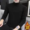 Roupa íntima térmica masculina, camiseta versátil de manga comprida com corte justo, fleece dupla face outono/inverno, reguladora de temperatura, gola alta discreta, camada base, pode ser usada como peça externa