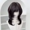 Peluca de Alta Calidad Estilo Medusa para Mujer, Estilo Japonés Vintage, Cabello a la Altura de la Clavícula, Flequillo Recto, Peluca Completa Corte Princesa que Enmarca el Rostro para el Uso Diario