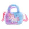 Mochila de Unicórnio para Volta às Aulas, Bolsa de Palha Infantil, Bolsa Transversal de Pelúcia, Bolsa de Mão para Crianças Pequenas, Bolsa Transversal Fofa