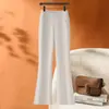 Calça Pantalona da Moda para Mulheres com Patchwork de Renda Calça de Lã 2026 Outono e Inverno Nova Cintura Alta Solta Pantalona Casual