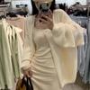 Chaqueta Suéter Redondo Estilo Perezoso 2025 para Mujer Primavera y Otoño Estilo Coreano Holgada y Versátil Top Cardigan Interior de un Botón