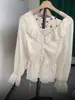 Moda Femenina Primavera/Verano 2026 Camisa Adelgazante de Manga Larga con Volantes, Top Elegante, Nueva Blusa Chic que Ceñe la Cintura
