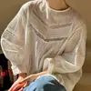 Roupas Femininas de Dongdaemun, Coreia: Camisa Blusa de Design Estilo Francês de Alta Qualidade, com Recortes Intricados e Caimento Solto